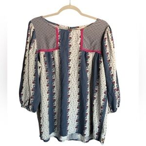Matilda Jane women’s blouse in pink blue floral women’s large gardencore boho